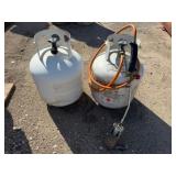 2-20lb LP Tanks, one with Burner