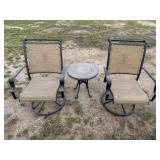 2-Swivel Lawn Chairs & Outdoor End Table