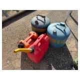 2-5 Gal Metal Cans, 2 1/2, 1.25 Poly Gas Cans