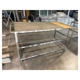 Metal Rolling Cart w/Plywood Top 6ftLx3ftWx38inT