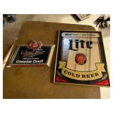 16x20 Lite Cold Beer Mirror &Miller Plastic Plaque