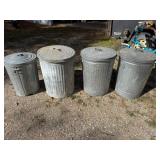4-Galvanized Trash Cans w/Lids
