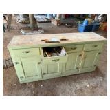 Wood Cabinet, 4 Drawers, 4 Doors, Misc. Items