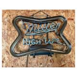 Miller High Life Neon Sign, Lights up, Needs Work