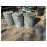 3-Galvanized Trash Cans w/Lids & 5 Extra Lids