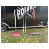 2-Brooms, Rake, Hoe, 2-Shovels, Hatchet