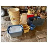 Tree Pots, Tote of Xmas & 2-Buckets