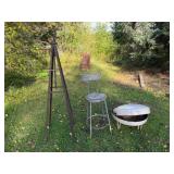 Stool, Camp Fire Pit & Wind Mill Stand