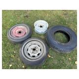 3-Rims, 2 w/Tires & One Rim & 23/85/16 Tire