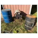 55 Gal. Drum, 2-35 Gal. Drums, 1-on. Stand