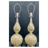 Pair of Crackle Finish Art Glass Lamps
