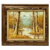 Framed Oil on Canvas of Mountain Scene