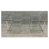 Pair of Glass & Lucite End Tables