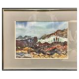 Vintage Framed Shore Scene Watercolor