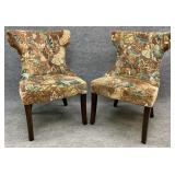 Pair of Floral Tufted Accent Chairs