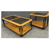 Oak & Glass Coffee Table & End Table
