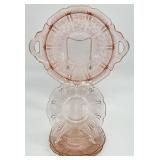 5pc Pink Depression Glass Cherry Blossom Pattern