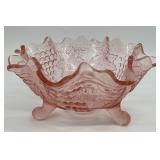 Pink 11in Glass Footed Bowl