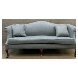 Blue Upholstered Hump Back Sofa
