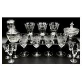 15pc Antique Etched Glassware