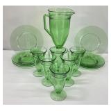 15pc Green Depression Glass Lot