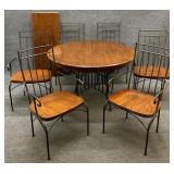Oak & Metal Table w/ 6 Chairs