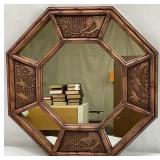 Plastic Faux Bamboo Hanging Mirror