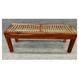 Wood Framed Bench with Woven Seat