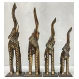 Four Indonesian Carved Elephant Statues