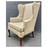 Neutral Color Queen Anne Wingback Chair