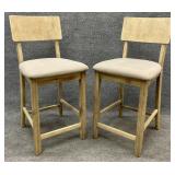 Pair of Modern Pickled Finish Barstools