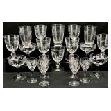 20pc Antique Etched Glass Stemware