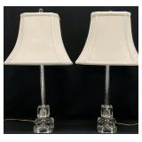Pair of Etched Glass Table Lamps