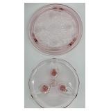 Pair of Pink Depression Glass Footed Stands