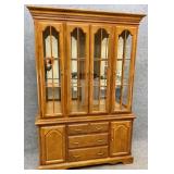 Oak Tone Two Piece China Cabinet