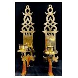 Pair of Large Brass Candle Holder Wall Sconces