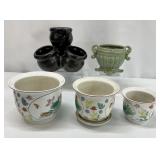 5pc Pottery Planter Grouping