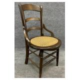 Antique Cane Bottom Hip Rest Chair