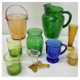 8Pc Lot of Colored Glassware