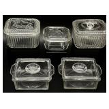 5pc Vintage Lidded Glass Storage
