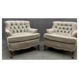 Pair of Tufted Back French Provincial Club Chairs
