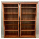 Pair of Cherry Tone Pressboard Bookshelves