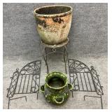 Two Planters and One Small Outdoor Table