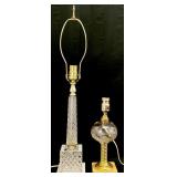 Pair of Vintage Glass/Marble Base Lamps