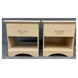 Pair of Light Faux Wood One Drawer Nightstands