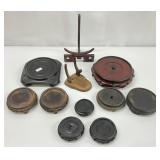 10pc Assorted Wooden Asian Vase Stands