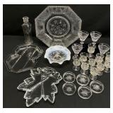 24pc Clear Glass Incl Stems and Platters