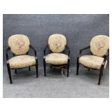 Three Antique Balloon Back Arm Chairs