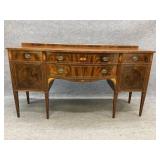 Heavily Inlaid Bow Front Hepplewhite Buffet