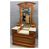 Antique Victorian Walnut Drop Center Chest